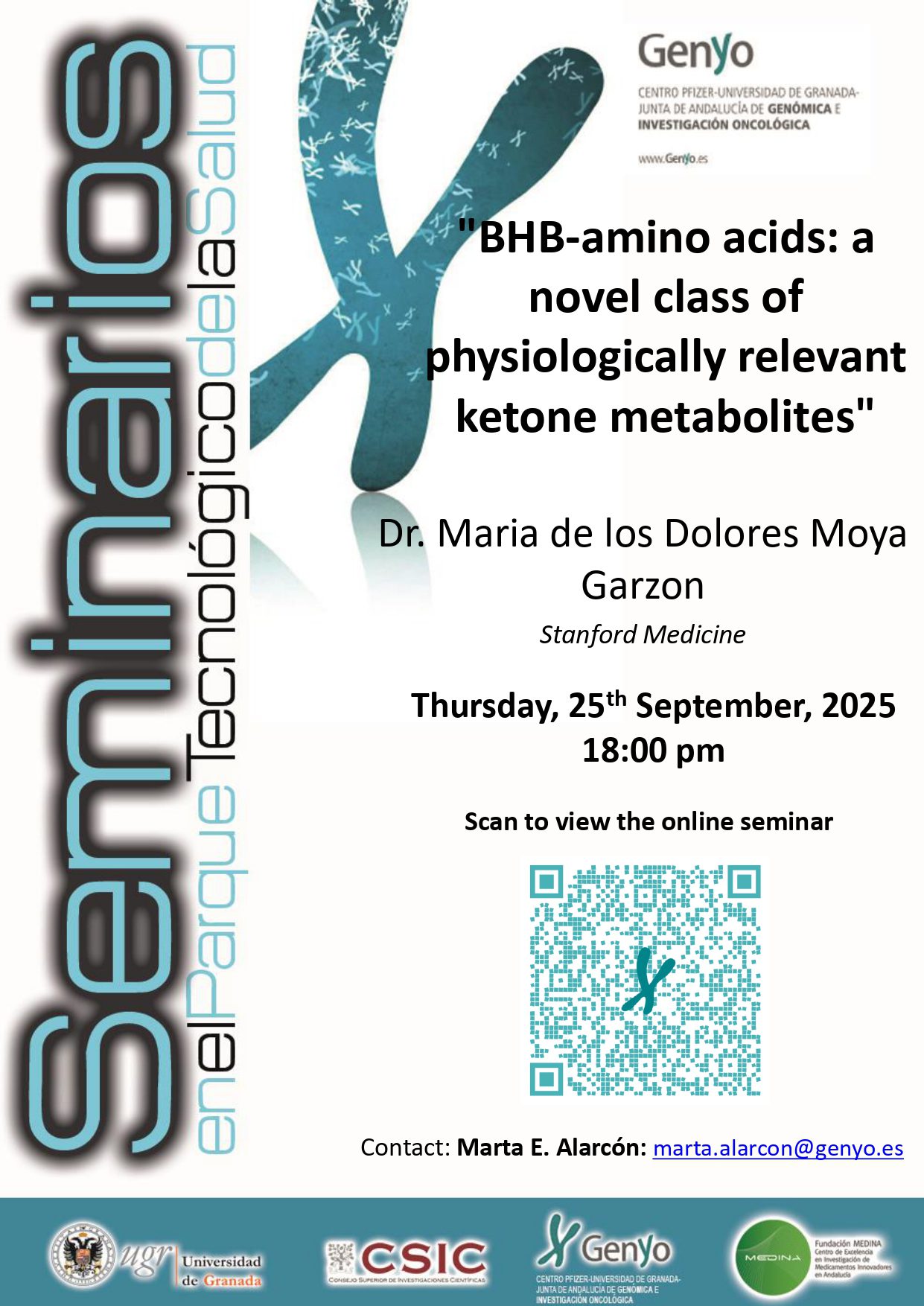 Dr. Mª Dolores Moya: “BHB-amino acids: a novel class of physiologically relevant ketone metabolites”