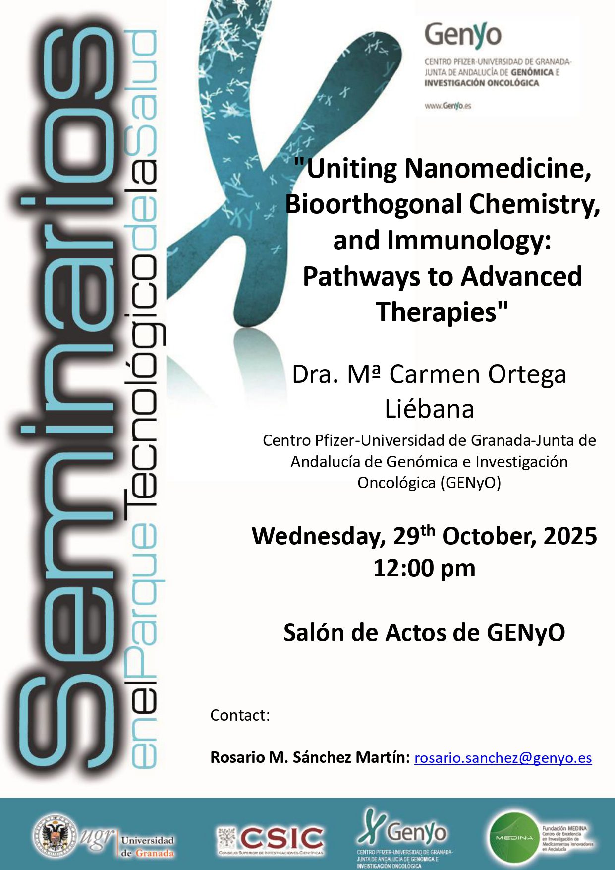 Dra. Mª Carmen Ortega Liébana: «Uniting Nanomedicine, Bioorthogonal Chemistry, and Immunology: Pathways to Advanced Therapies»